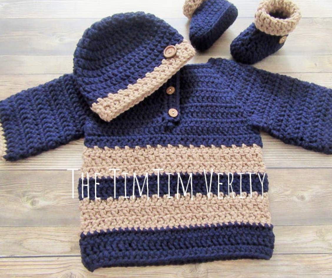 Crocheted Blue sweater for boys - Image 2