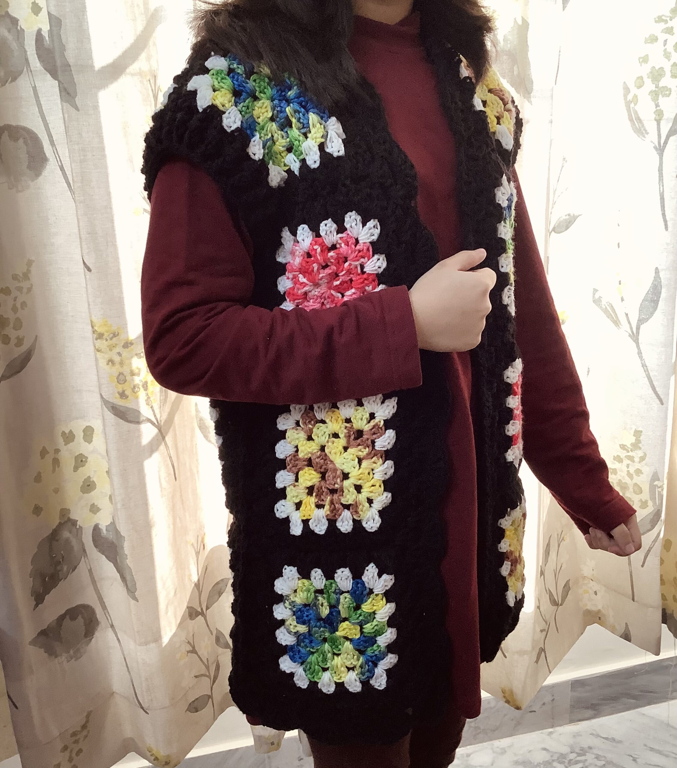 Hand Crocheted Granny Square Cardigan - Image 4