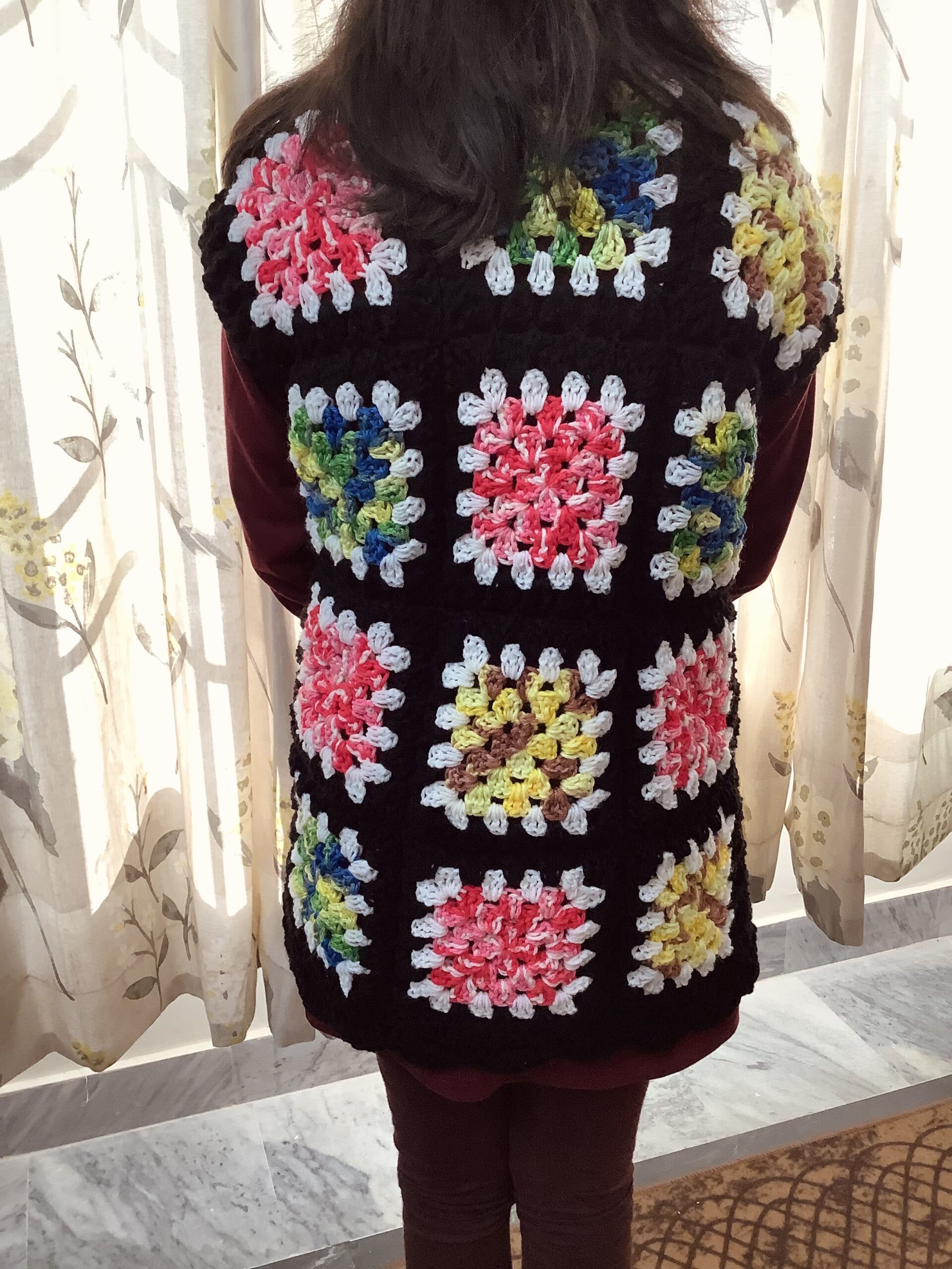 Hand Crocheted Granny Square Cardigan - Image 6