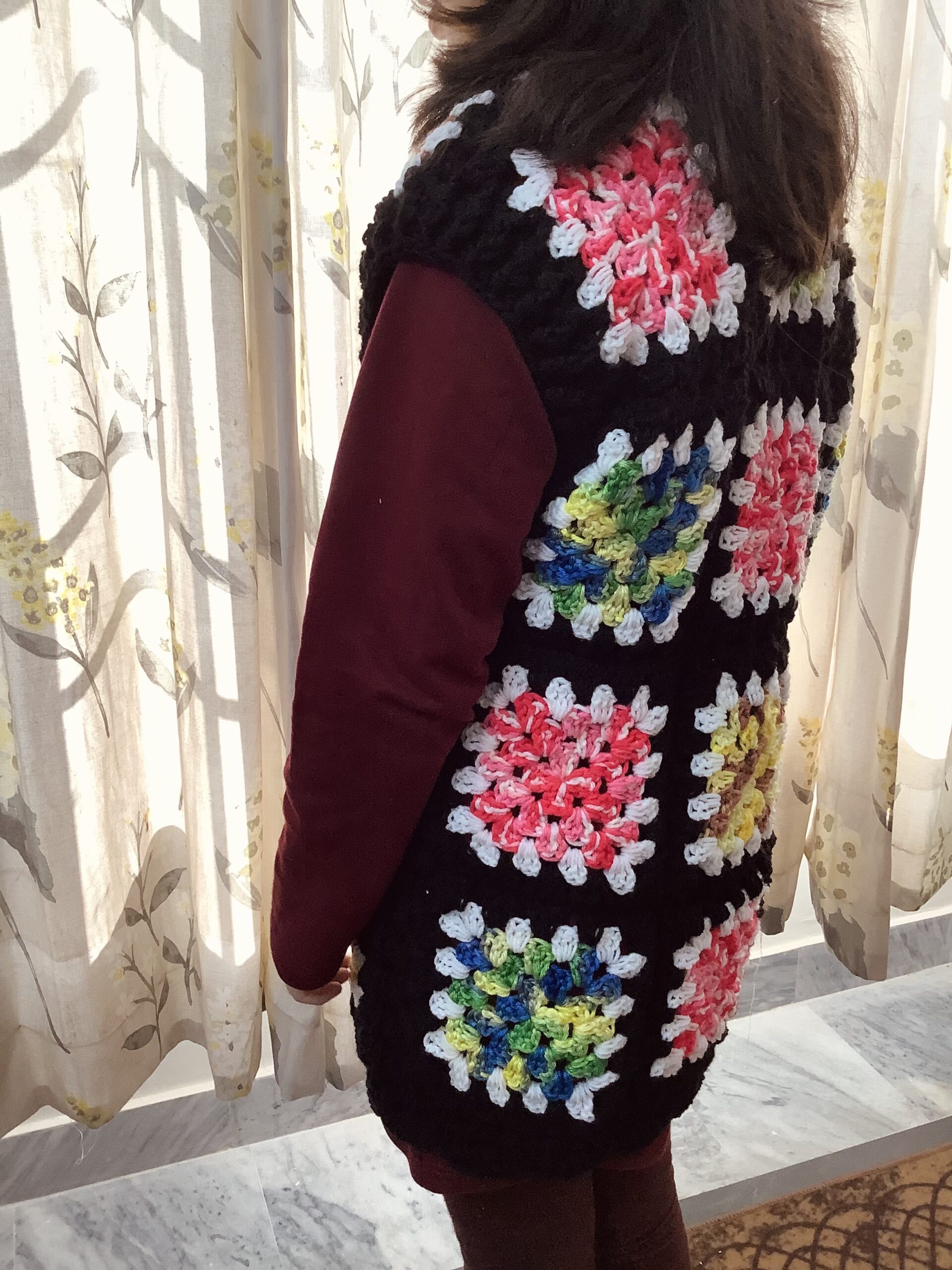 Hand Crocheted Granny Square Cardigan - Image 3