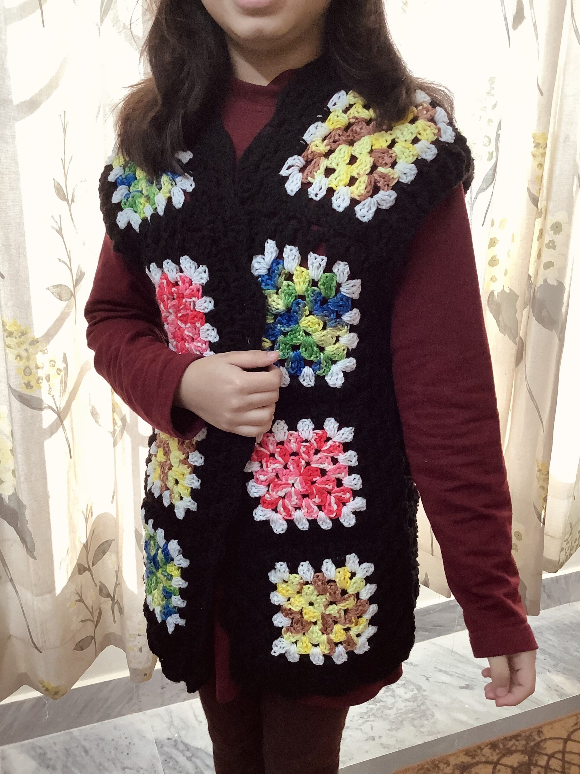 Hand Crocheted Granny Square Cardigan - Image 5
