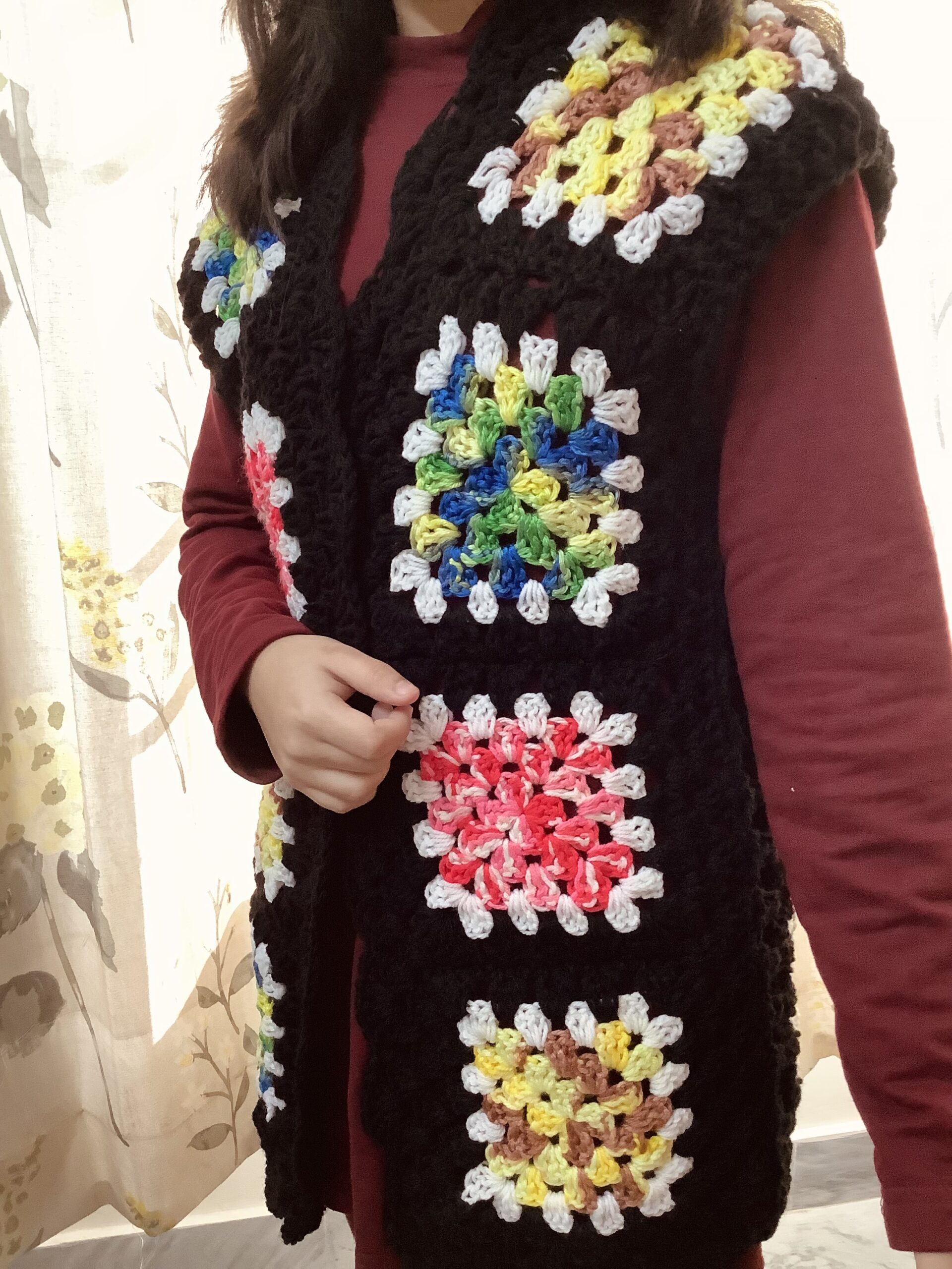 Hand Crocheted Granny Square Cardigan - Image 2