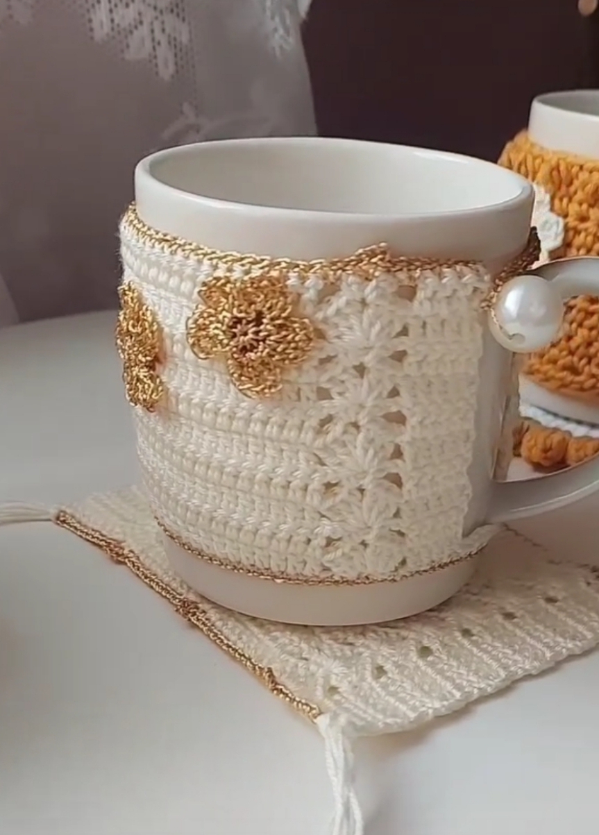 Mug Cover / Mug Warmer /Mug Cozy with Coaster