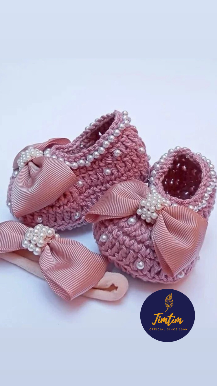 Lovely Lilac: Beaded Crochet Booties and Headband Set
