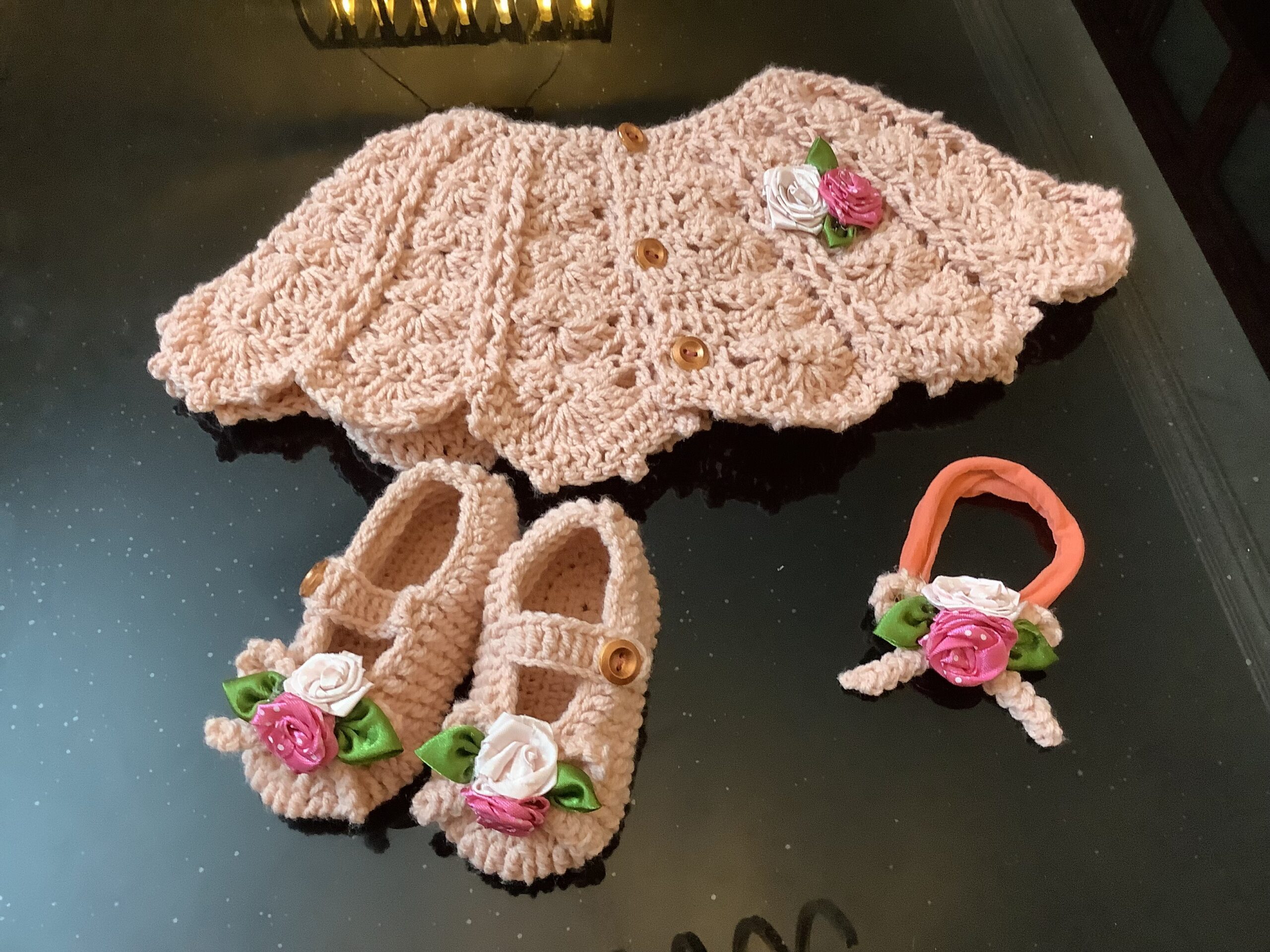 Sweet Serenity: Crochet Baby Girl Poncho and Booties