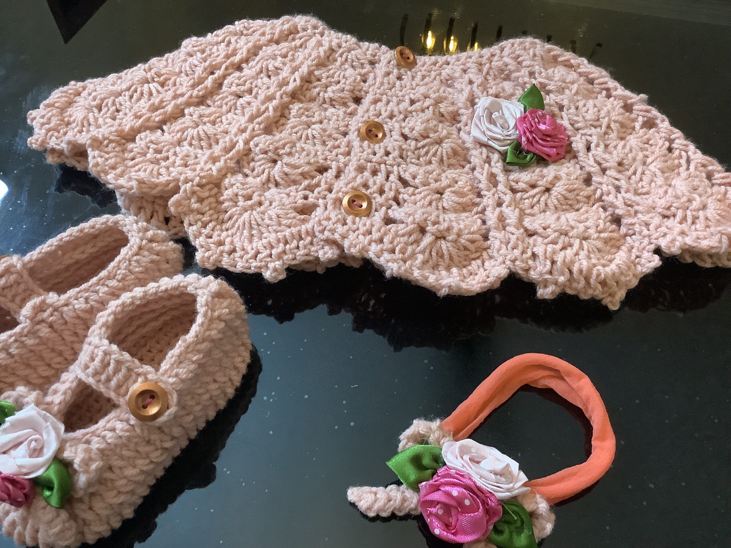 Sweet Serenity: Crochet Baby Girl Poncho and Booties - Image 2